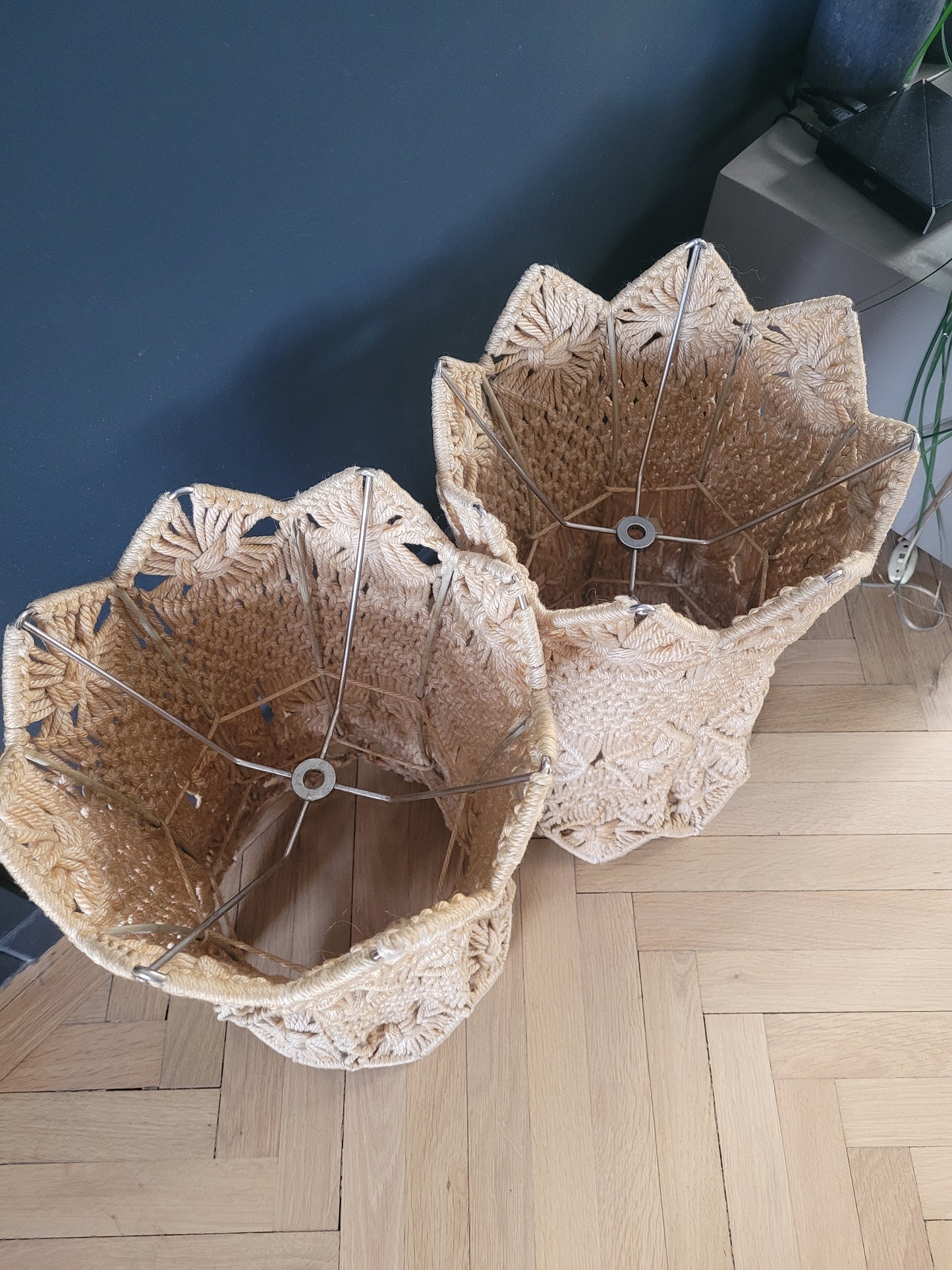 Paire de suspensions vintages en macramé- Ref 284