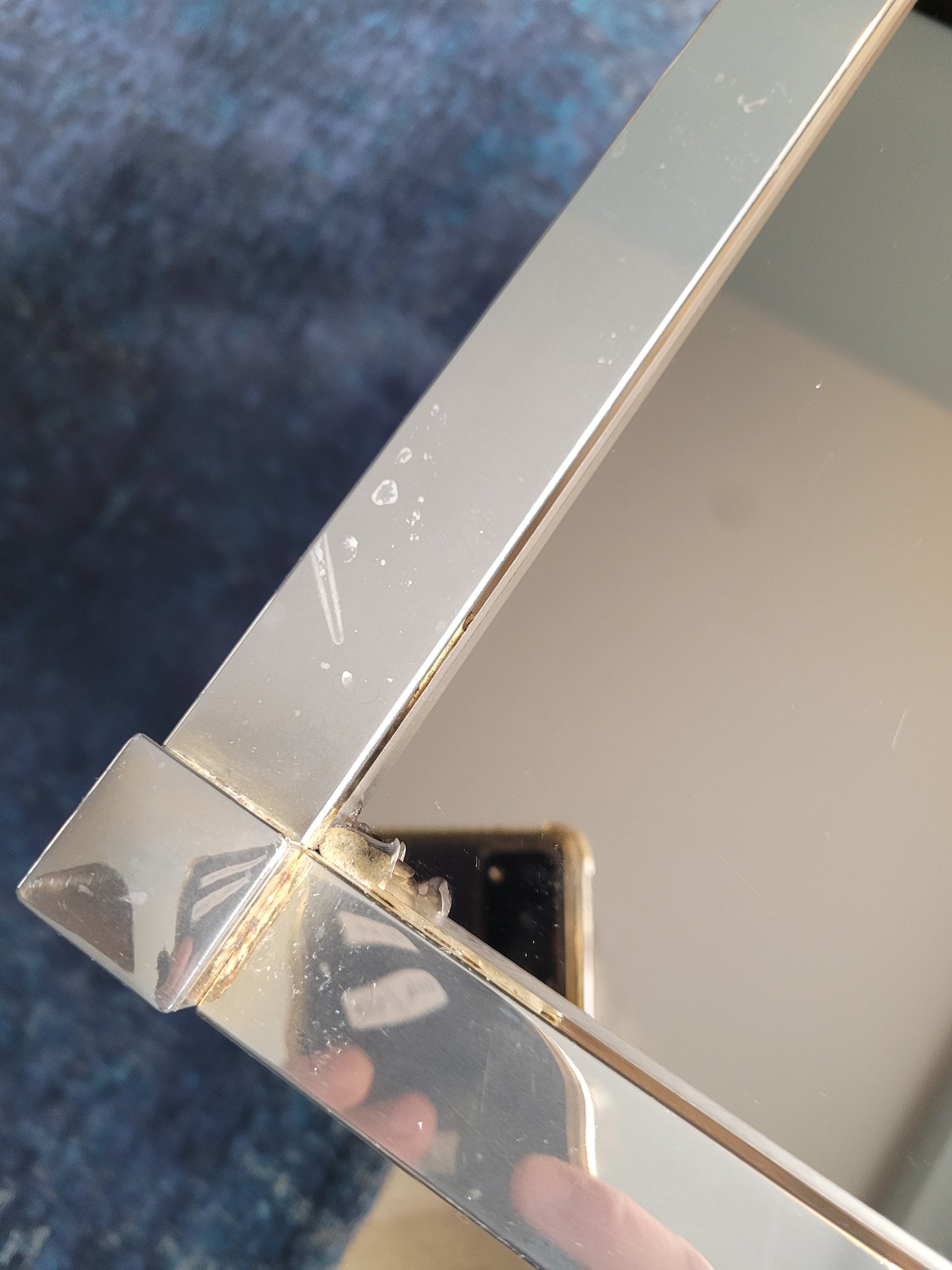 Tables gigognes en métal doré/chromé et miroir ambré - Ref 313