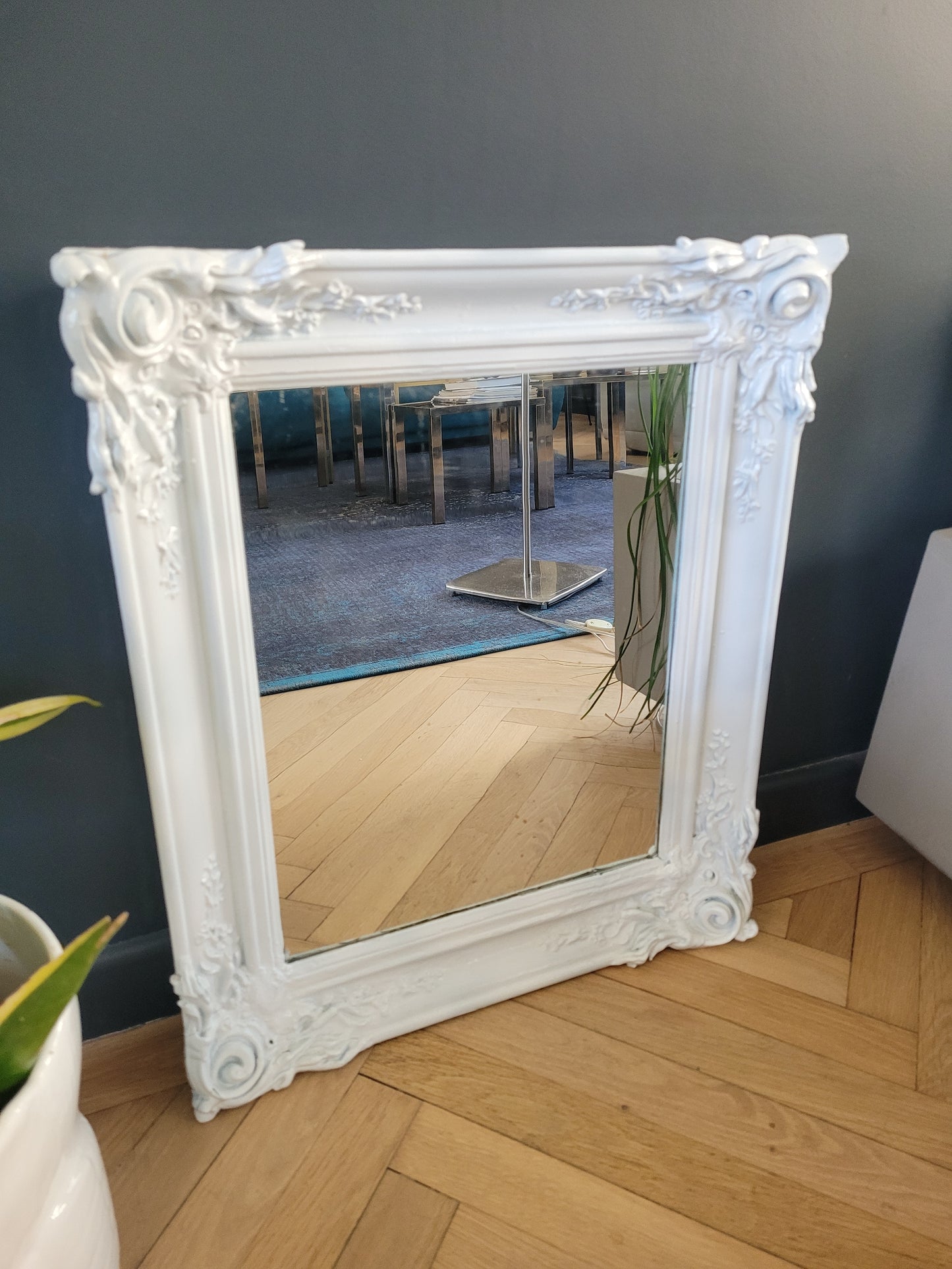 Miroir ancien avec cadre en bois peint - Ref 114