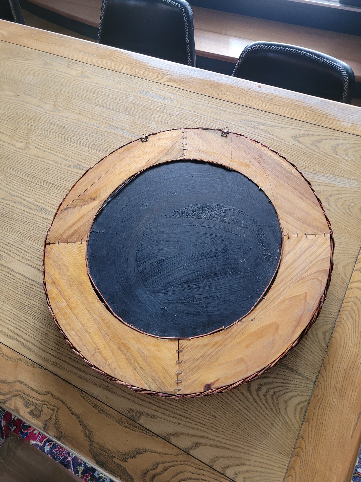 Grand miroir rond en rotin - Ref 490