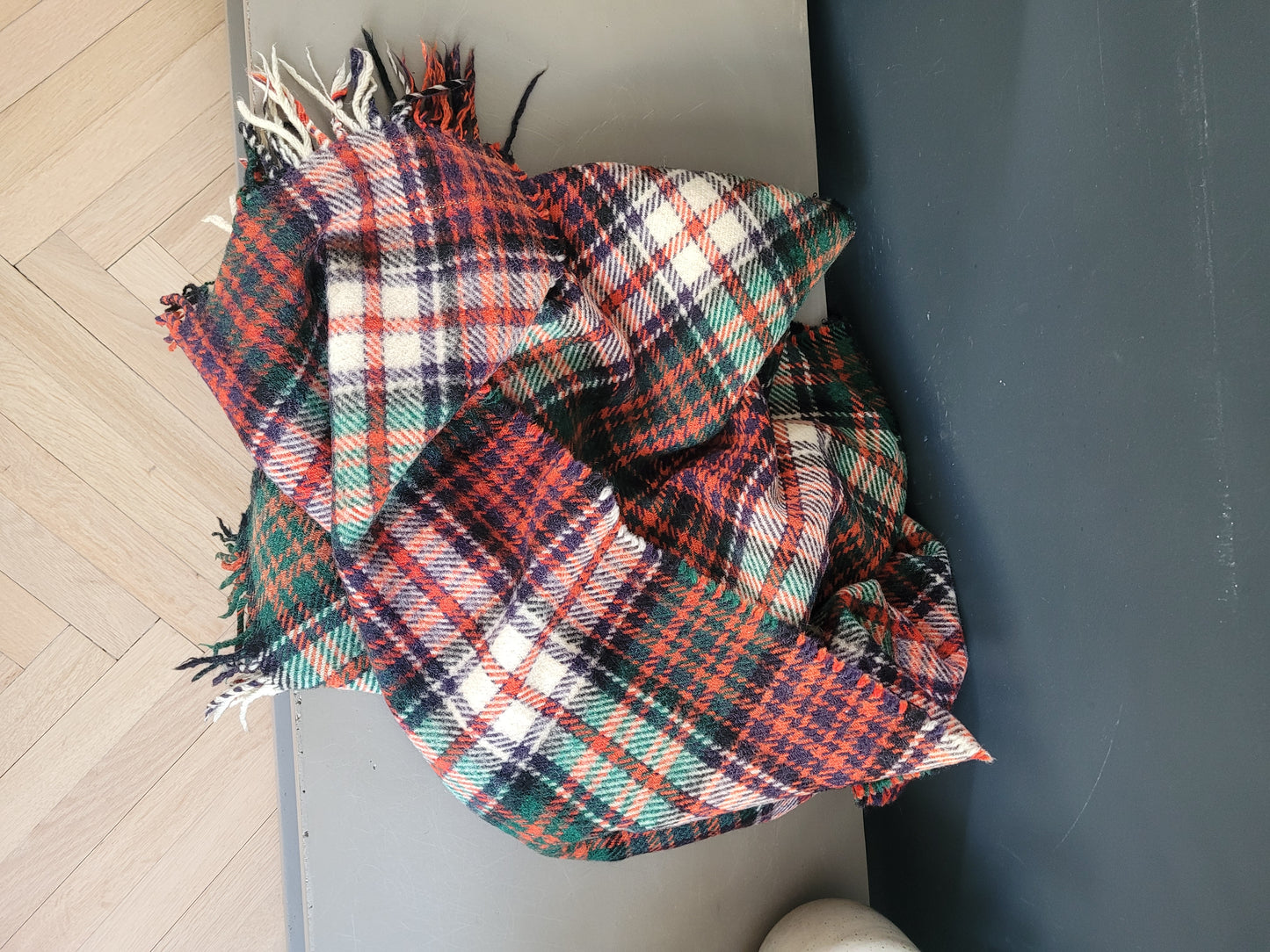 Couverture plaid Jaeger 100% laine motif tartan - 117x87 - Ref 855