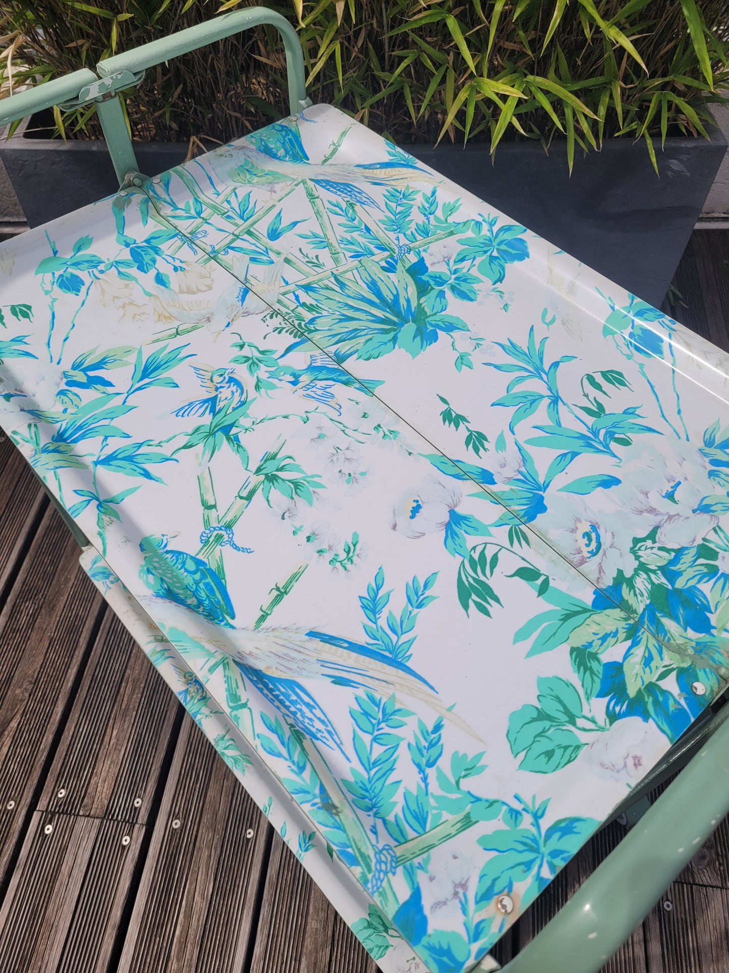 Desserte pliante vintage à fleurs - Ref 468