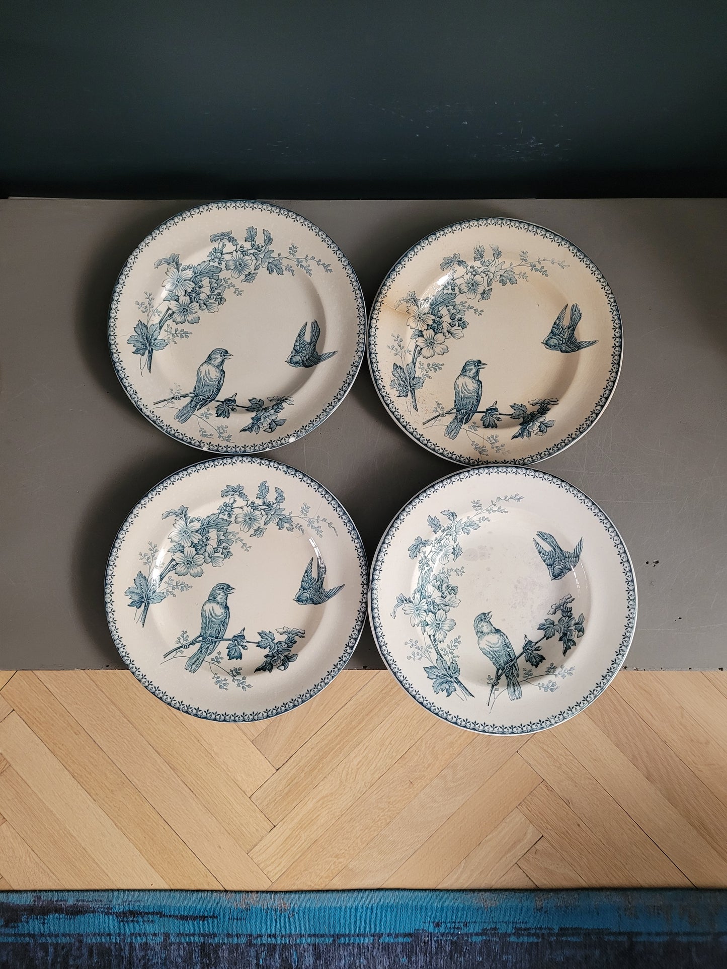 Longwy - 4 assiettes collection Mésange- Ref 545