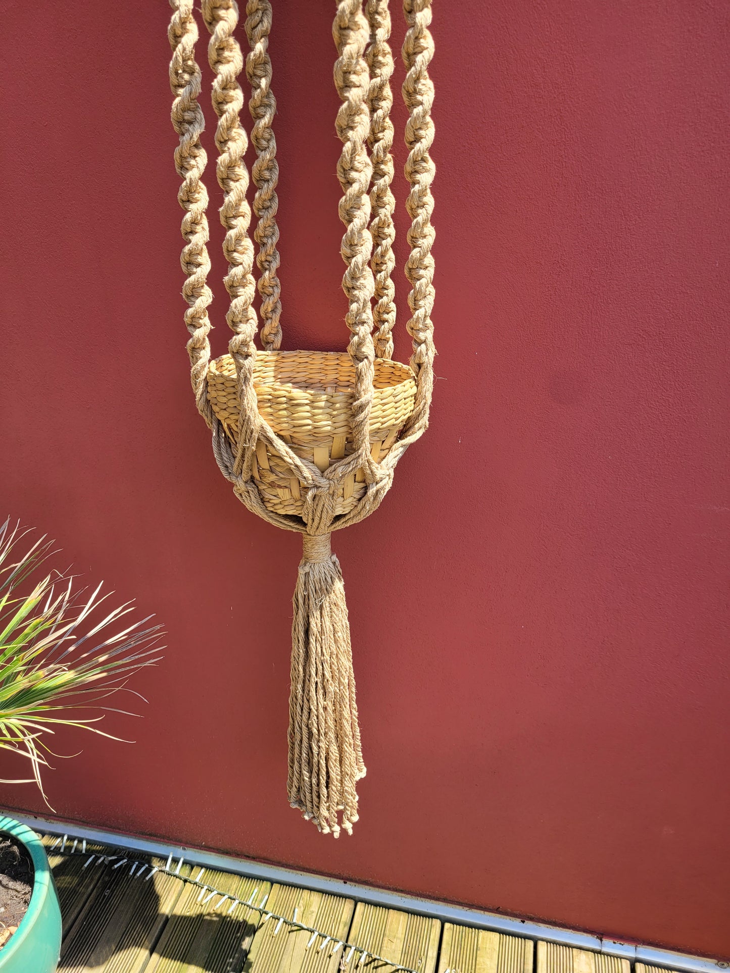 Grand porte-plante en macramé vintage - Ref 459