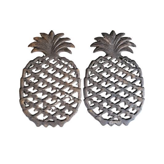 Paire de dessous de plat ananas en fonte - Ref 426