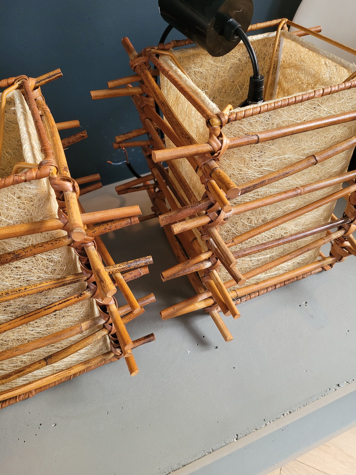 Paire de suspensions vintages en bambou - Ref 378