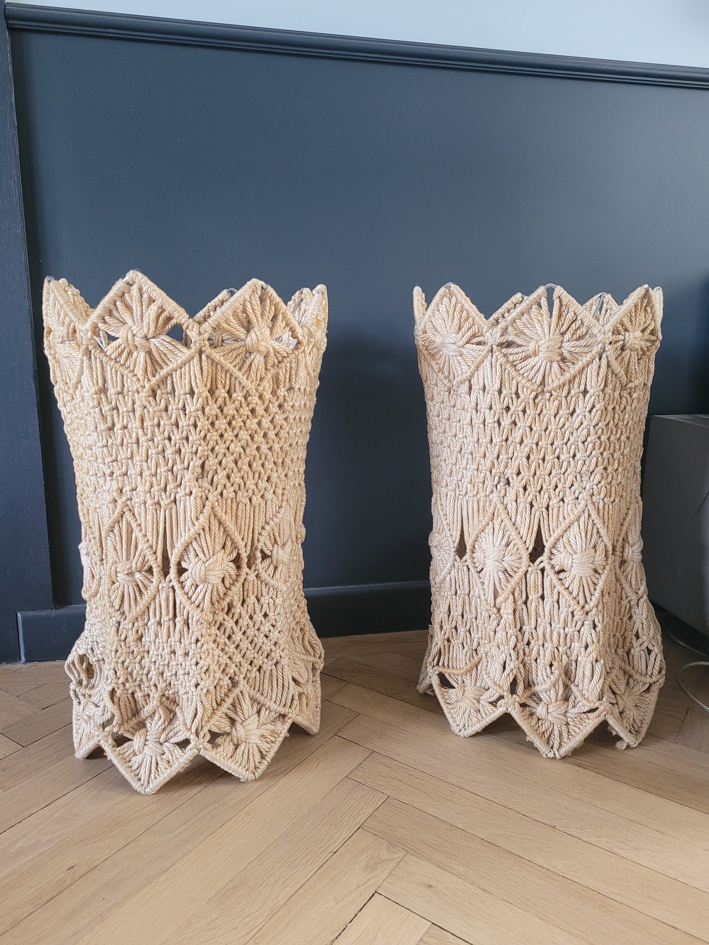 Paire de suspensions vintages en macramé- Ref 284