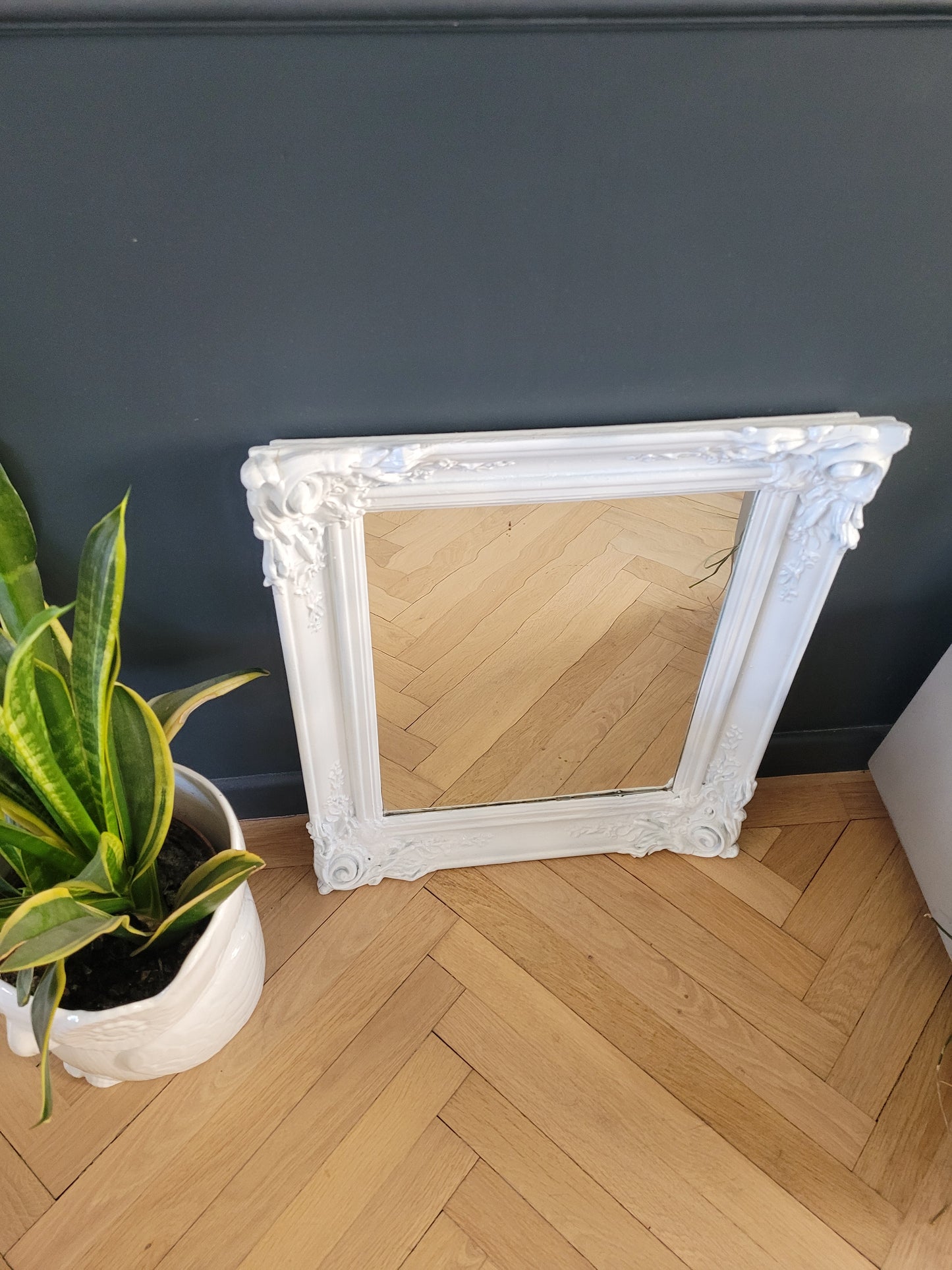 Miroir ancien avec cadre en bois peint - Ref 114