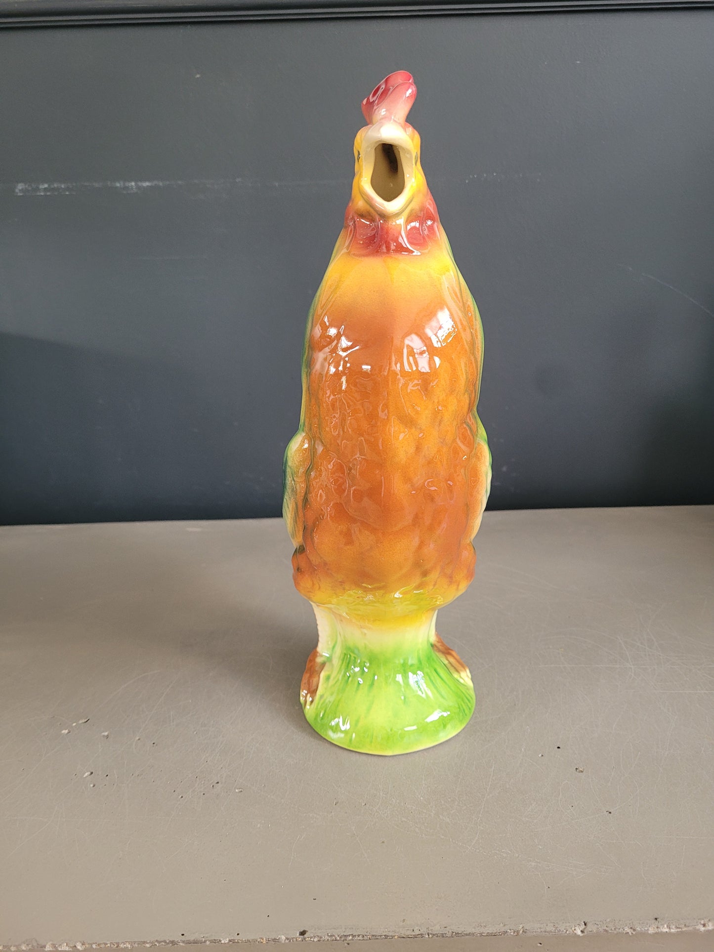 Carafe barbotine coq St Clément- Pichet Saint-Clement- Ref 521