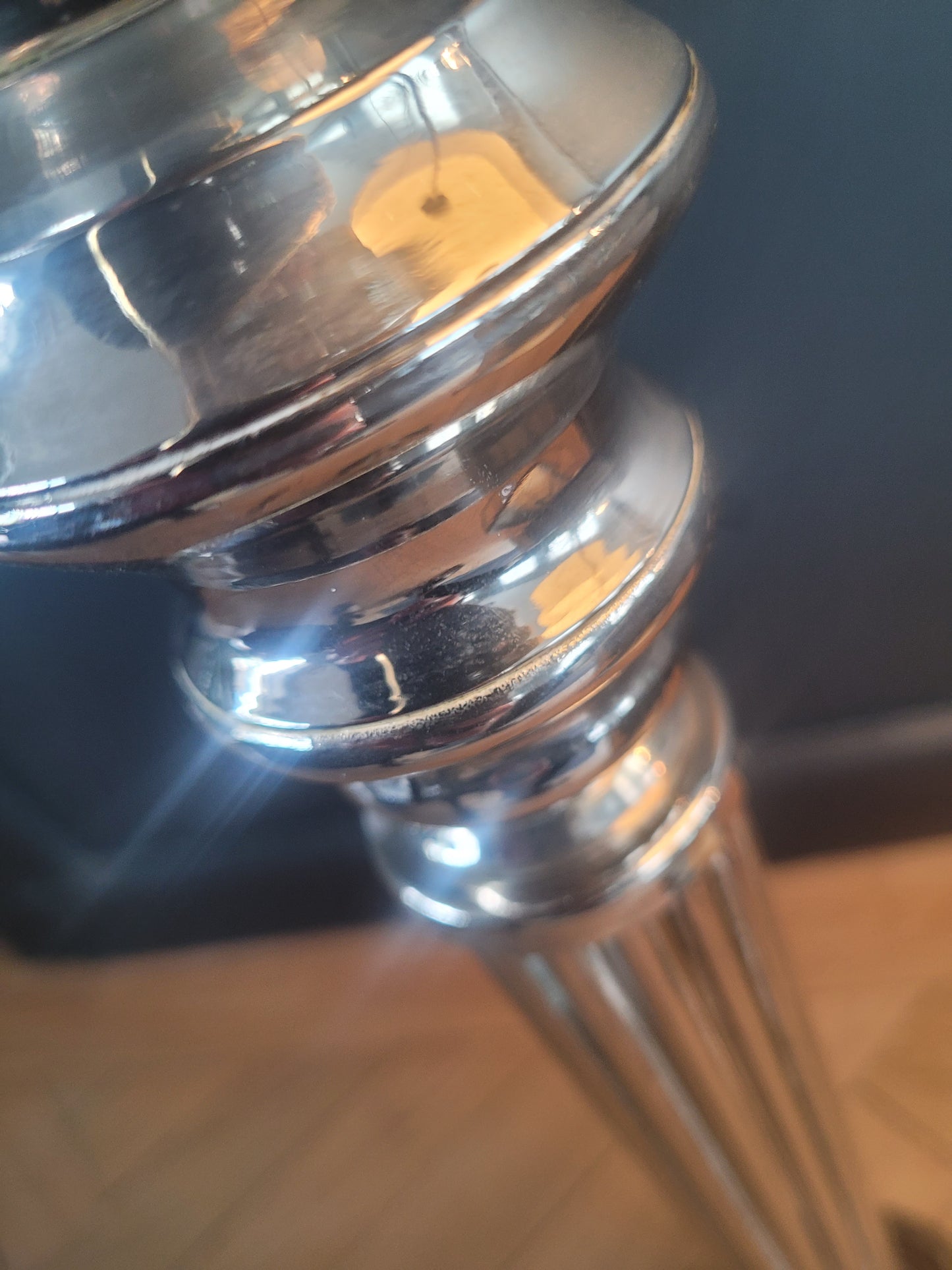 Grand bougeoir ancien 45cm en métal argenté - Ref 321