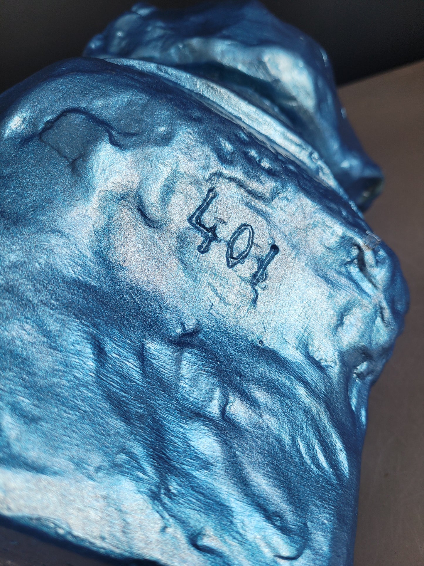 Buste de Beethoven peint en bleu métallisé - Ref 853