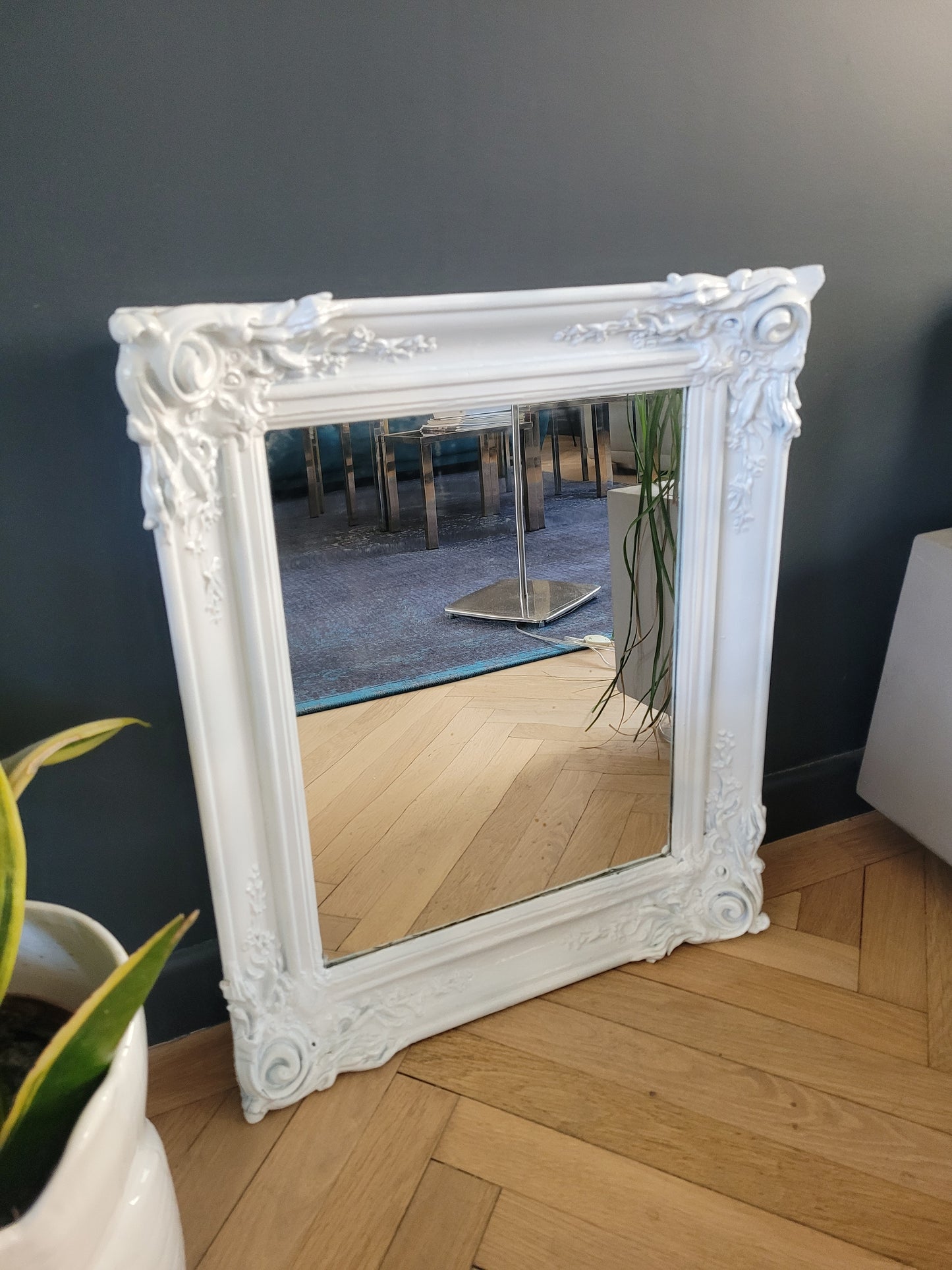 Miroir ancien avec cadre en bois peint - Ref 114