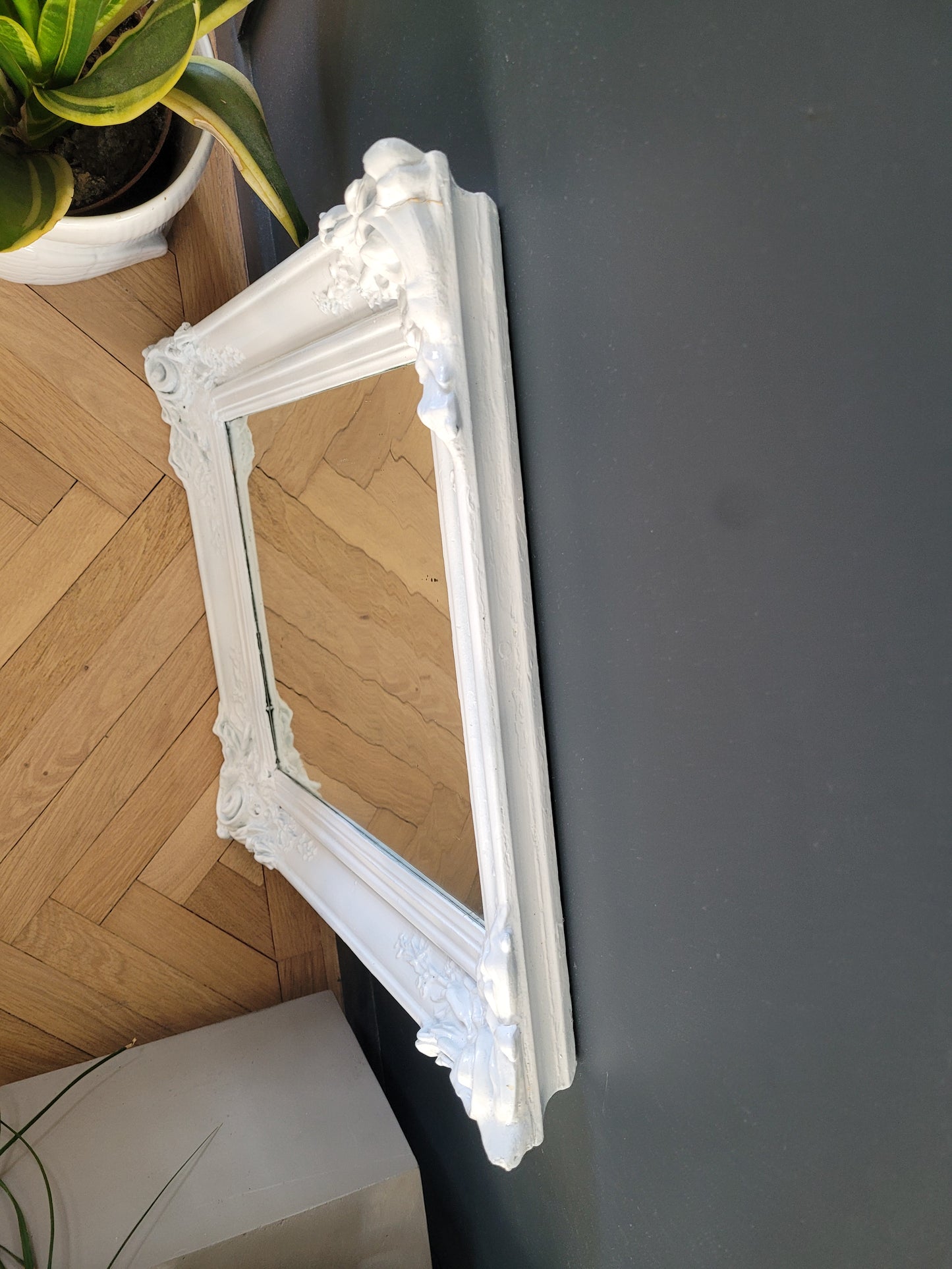 Miroir ancien avec cadre en bois peint - Ref 114