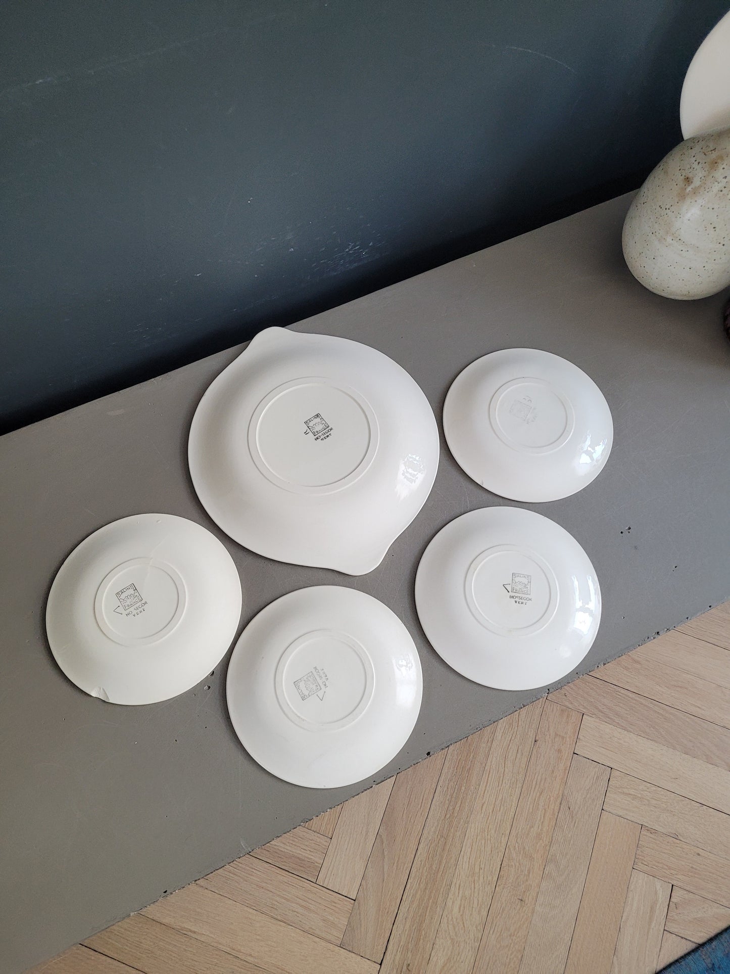 Service à dessert - Plat et 4 assiettes Hossegor faïencerie des Salins - Ref 916