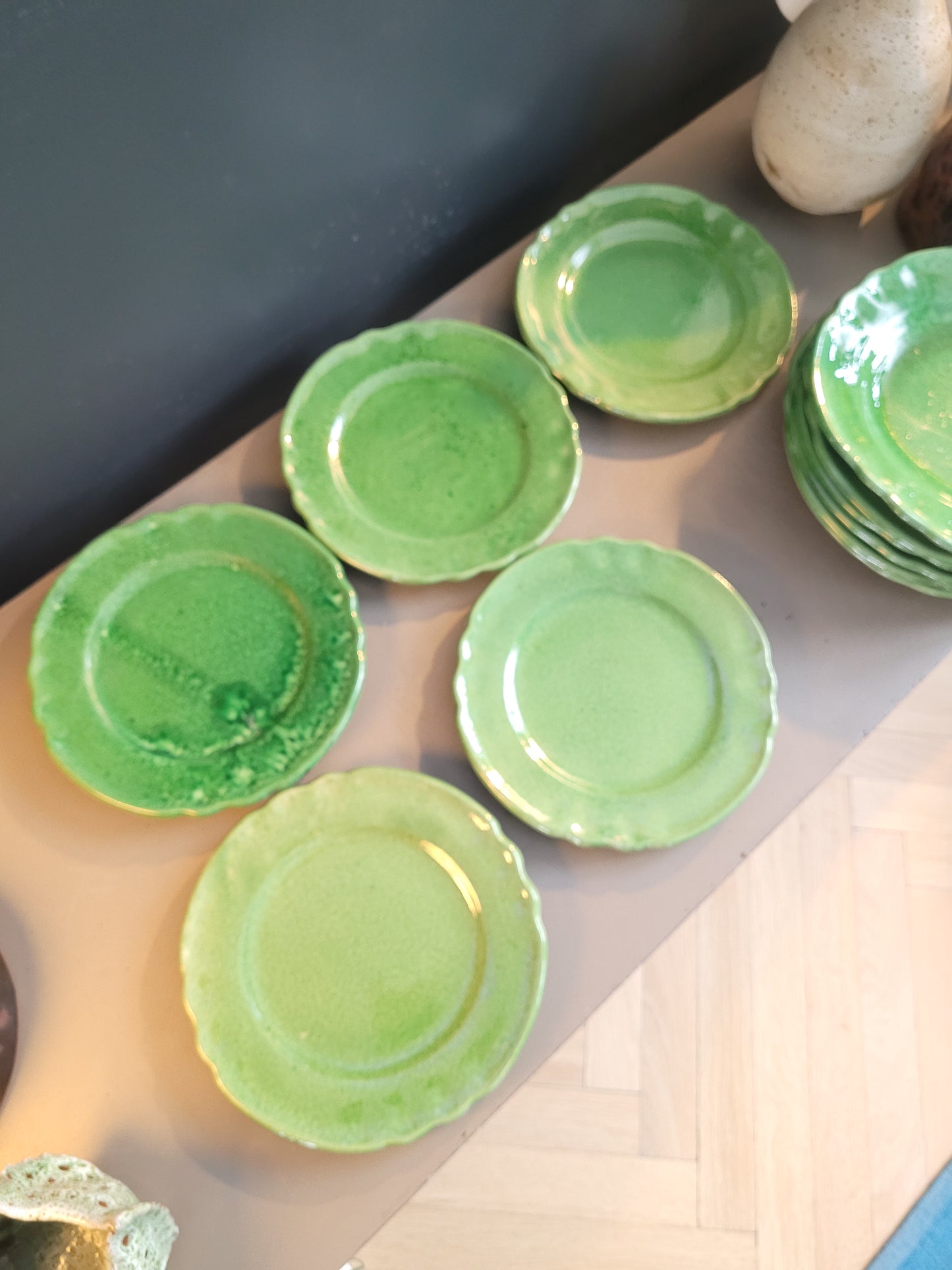 Serie d'assiettes Vallauris vertes - Ref 478
