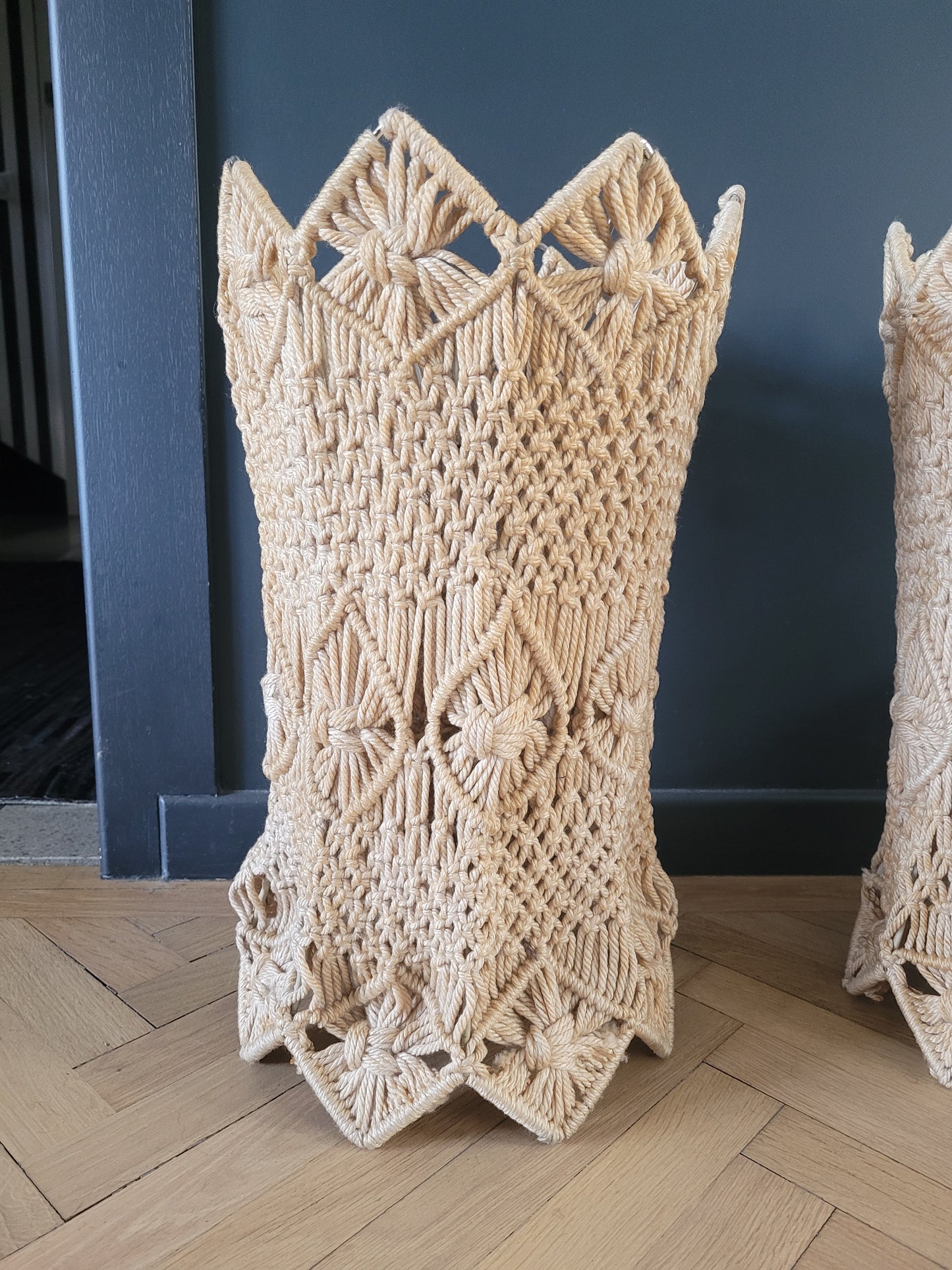 Paire de suspensions vintages en macramé- Ref 284