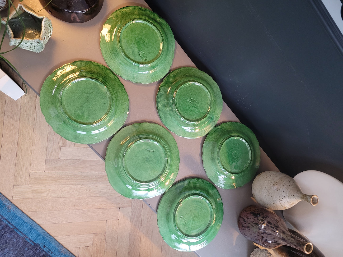 Serie d'assiettes Vallauris vertes - Ref 478