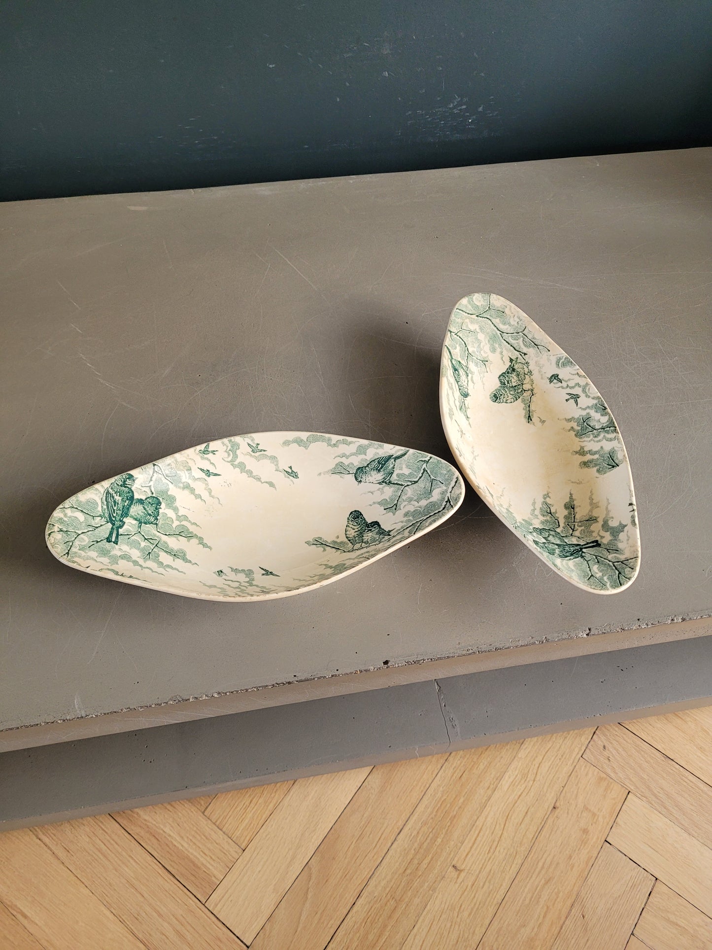 Paire de raviers terre de fer Sarreguemines modèle Neige - Ref 847