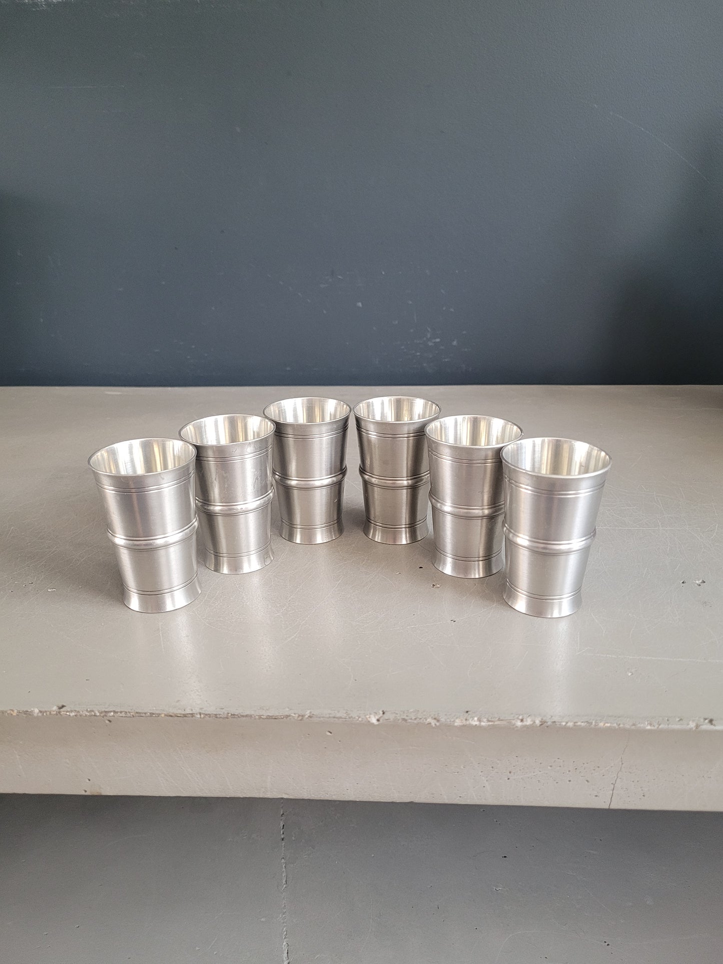 Lot de 6 gobelets Baehler en étain fin - Ref 504