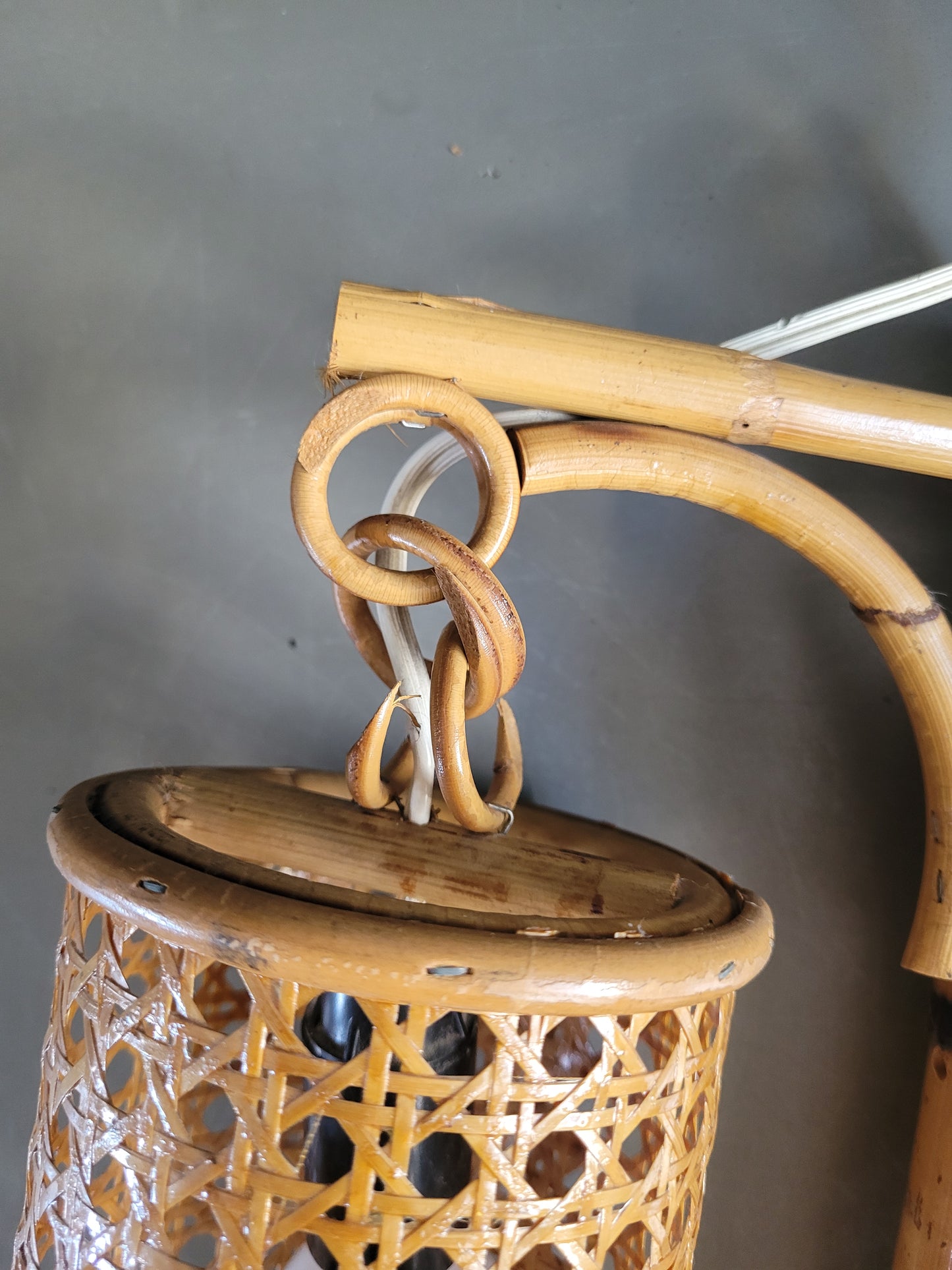 Applique vintage en bambou et cannage - Ref 878