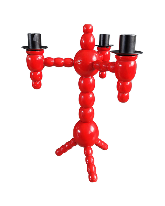 Chandelier scandinave vintage en bois peint - Ref 438