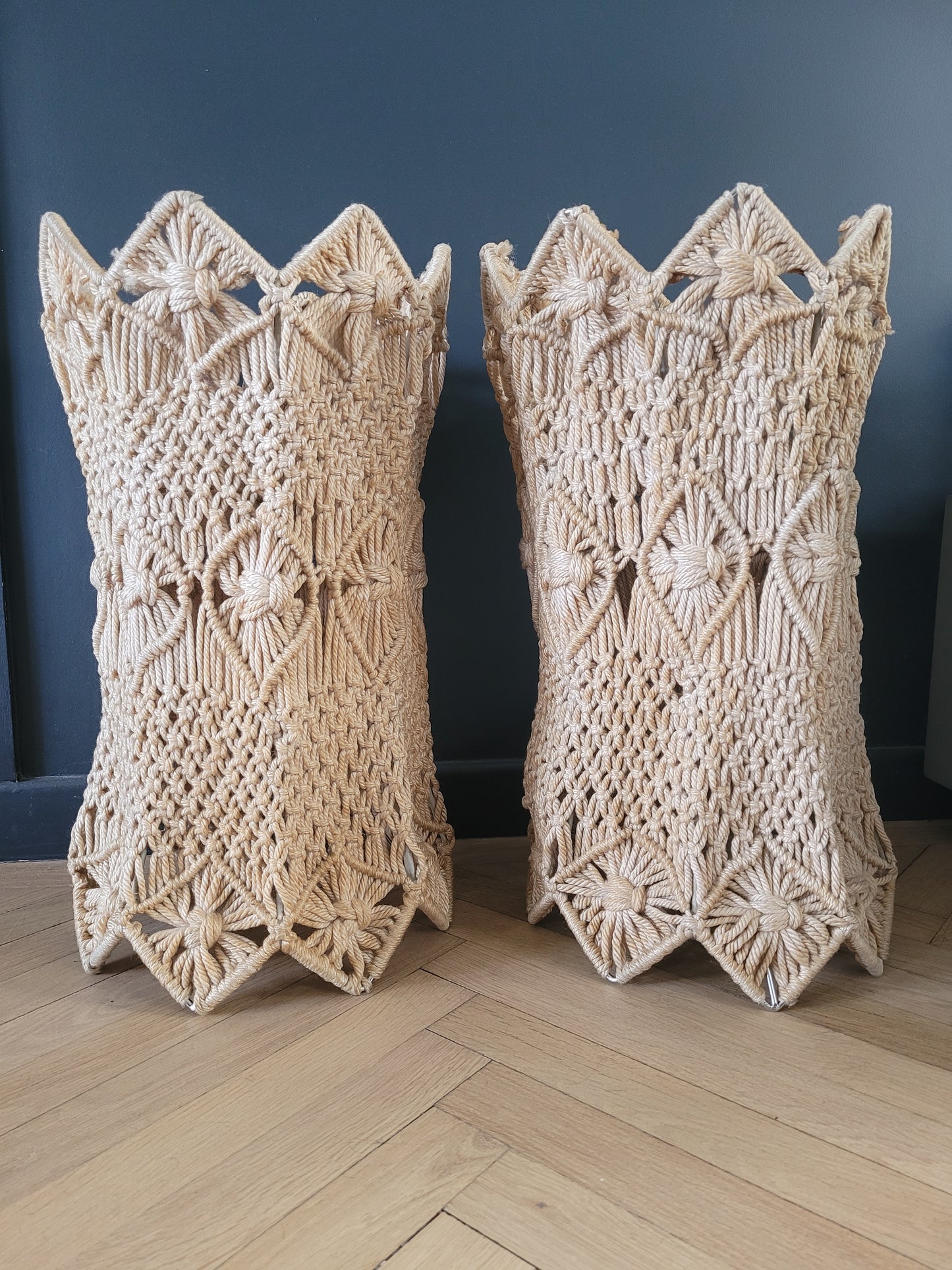 Paire de suspensions vintages en macramé- Ref 284