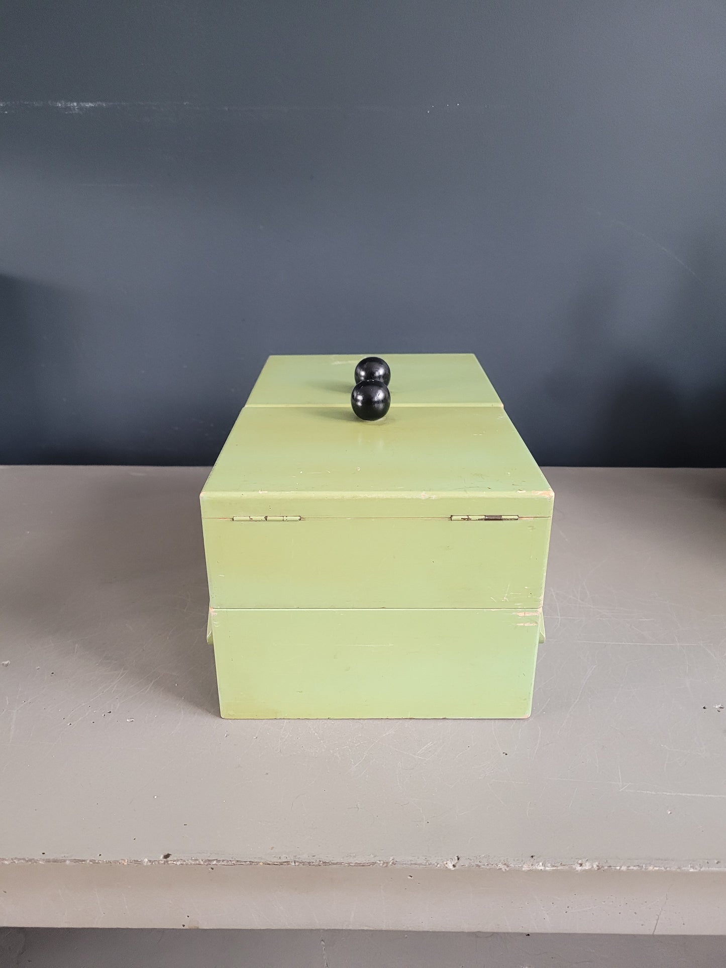 Travailleuse vintage en bois peint - Boîte à couture - Ref 480