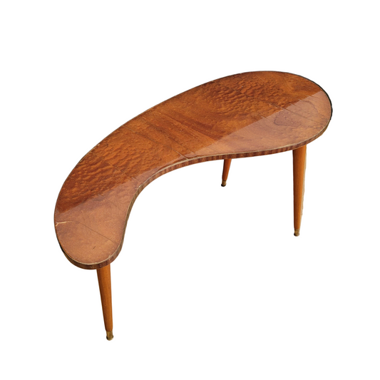 Table basse haricot années 50 en loupe d'orme - Ref 637