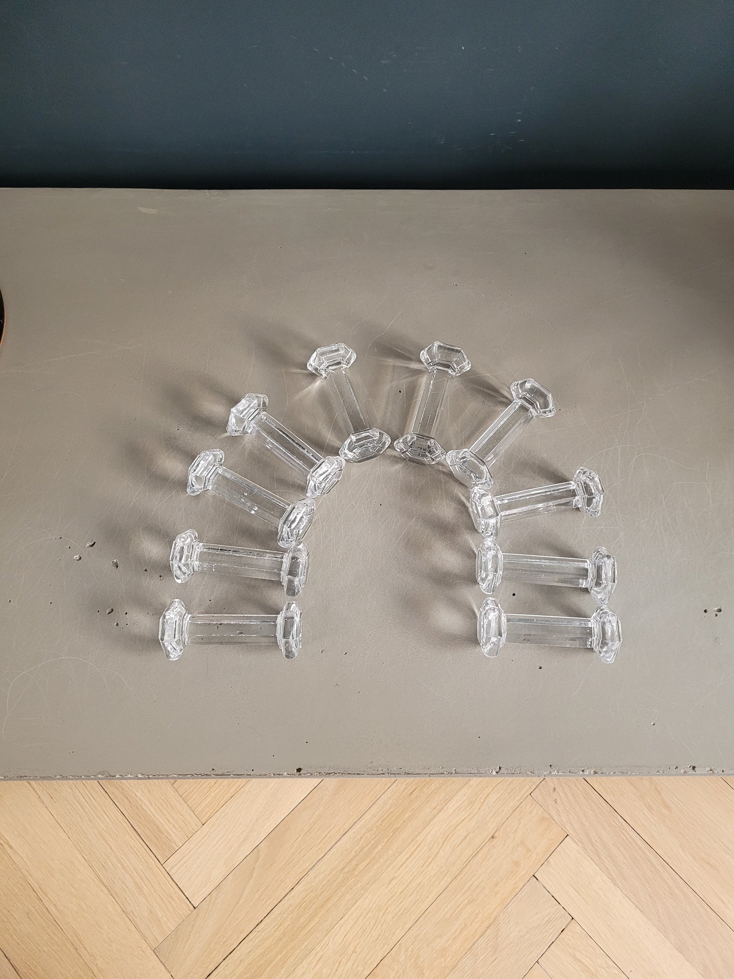 10 porte-couteaux hexagonaux en verre - Ref 308