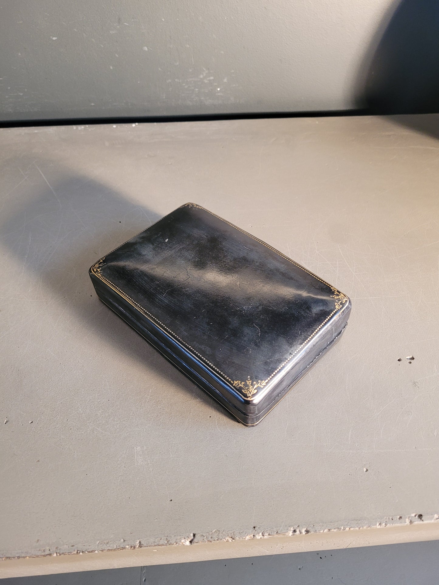 Coffret ancien de jeux de cartes FFB en cuir véritable- Ref 715