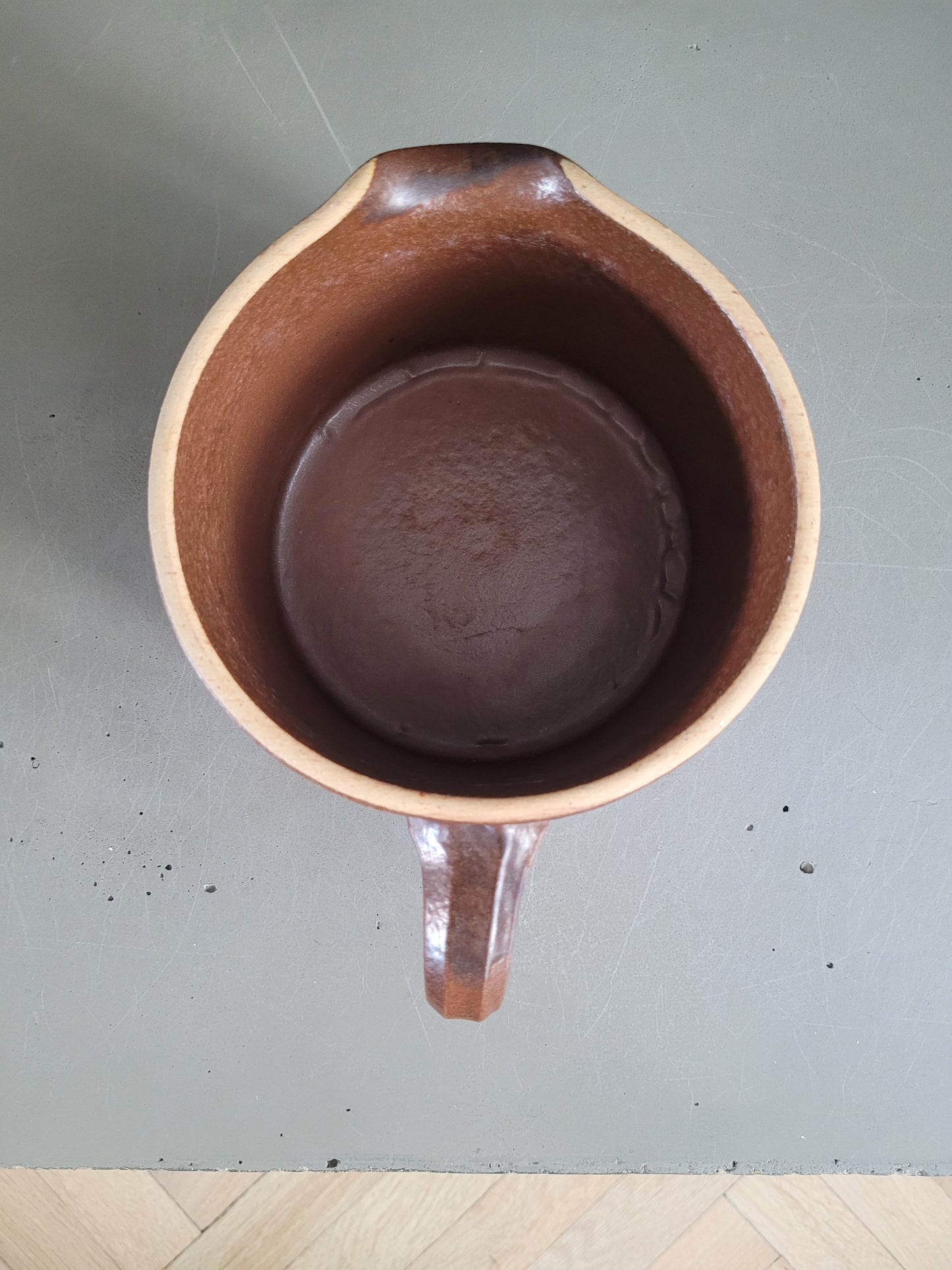 Pichet - pot à crème - en faience émaillée marron - Ref 506