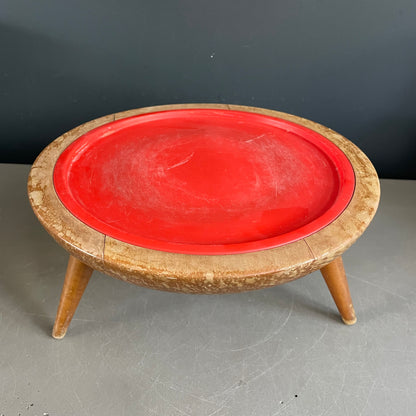 Porte plante pieds compas en bois et plastique rouge - Ref 943