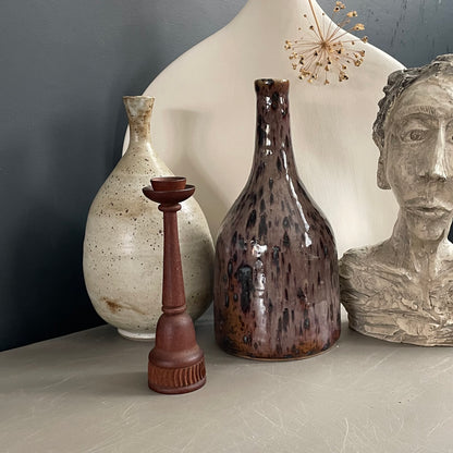 Bougeoir en bois ciselé - 17,5cm - Ref 1173