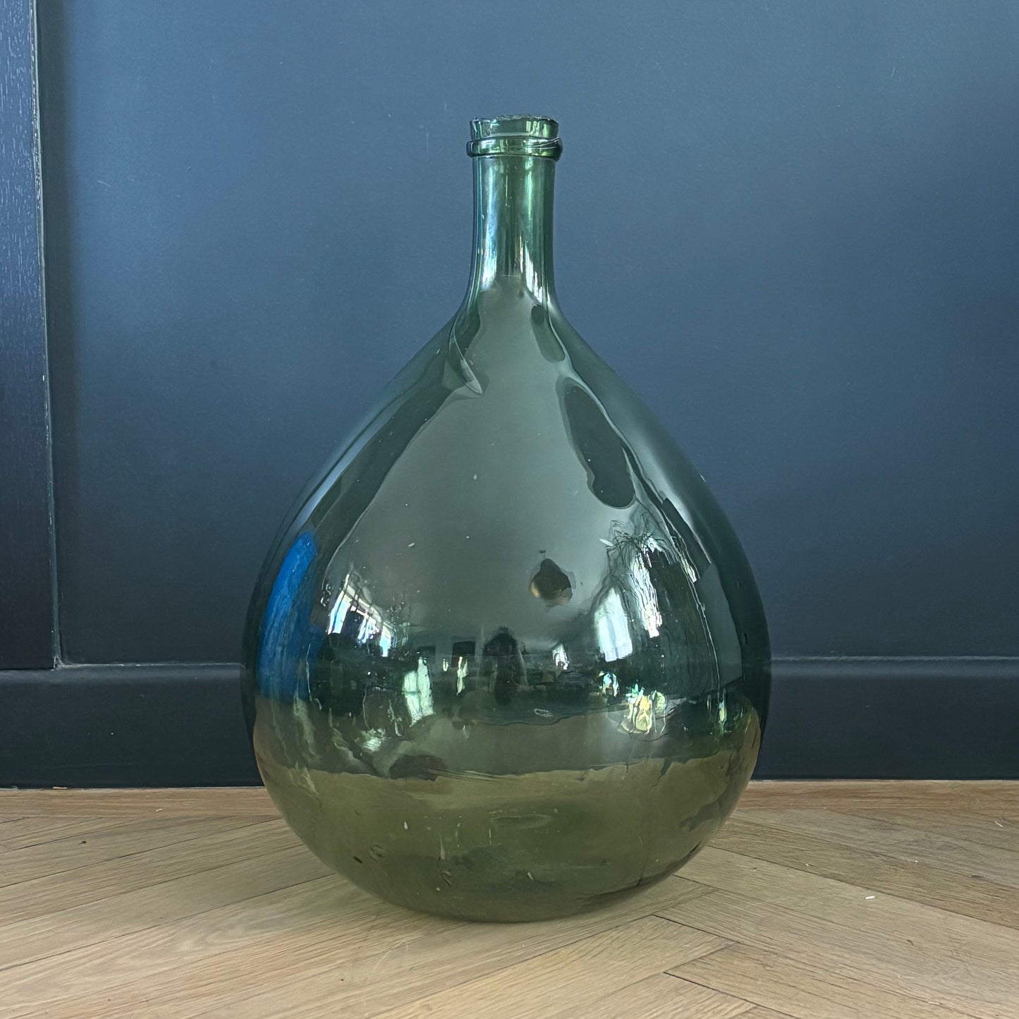 Dame-jeanne ancienne en verre vert - Ref 1307