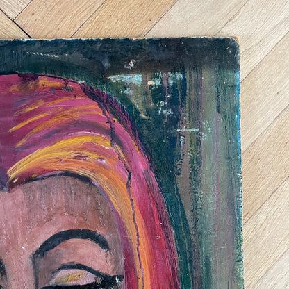 Portrait huile sur bois - Ref 1061
