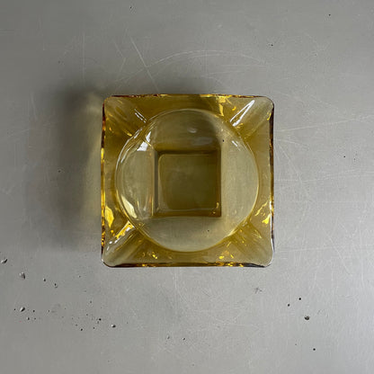 Cendrier vintage en verre jaune - Ref 1162