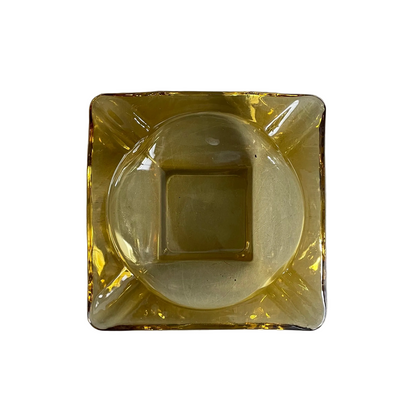 Cendrier vintage en verre jaune - Ref 1162