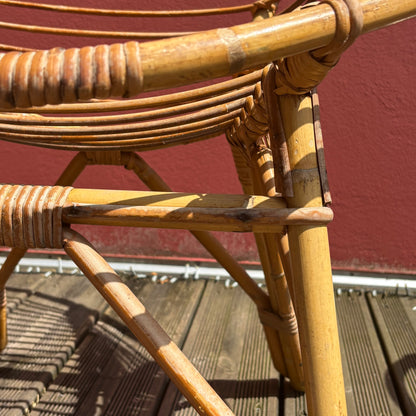 Paire de fauteuils en bambou et rotin vintage, style Riviera, années 60-70 - Ref 1257