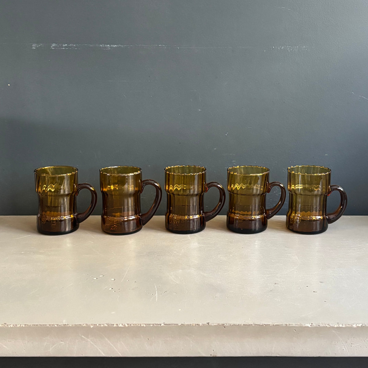 Service à eau en verre ambré texturé, 1 pichet + 5 verres - Ref 1399