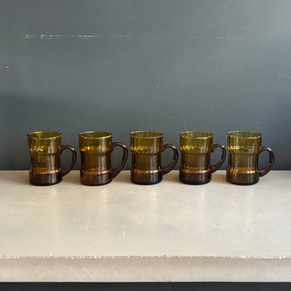Service à eau en verre ambré texturé, 1 pichet + 5 verres - Ref 1399