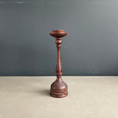 Bougeoir en bois ciselé - 19,5cm - Ref 1172
