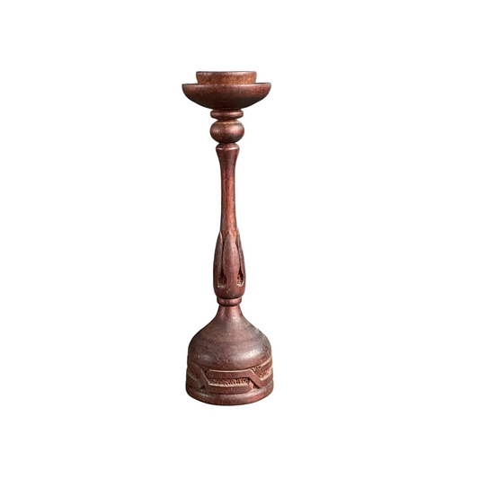 Bougeoir en bois ciselé - 19,5cm - Ref 1172