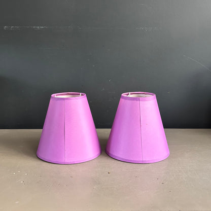Paire d’abat-jour en satin couleur lilas - Ref 1219