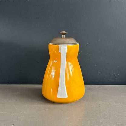 Théière ancienne en faïence et couvercle-filtre en étain - Ref 1250