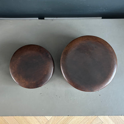 Paire de boîtes en cuir marron - Ref 1286