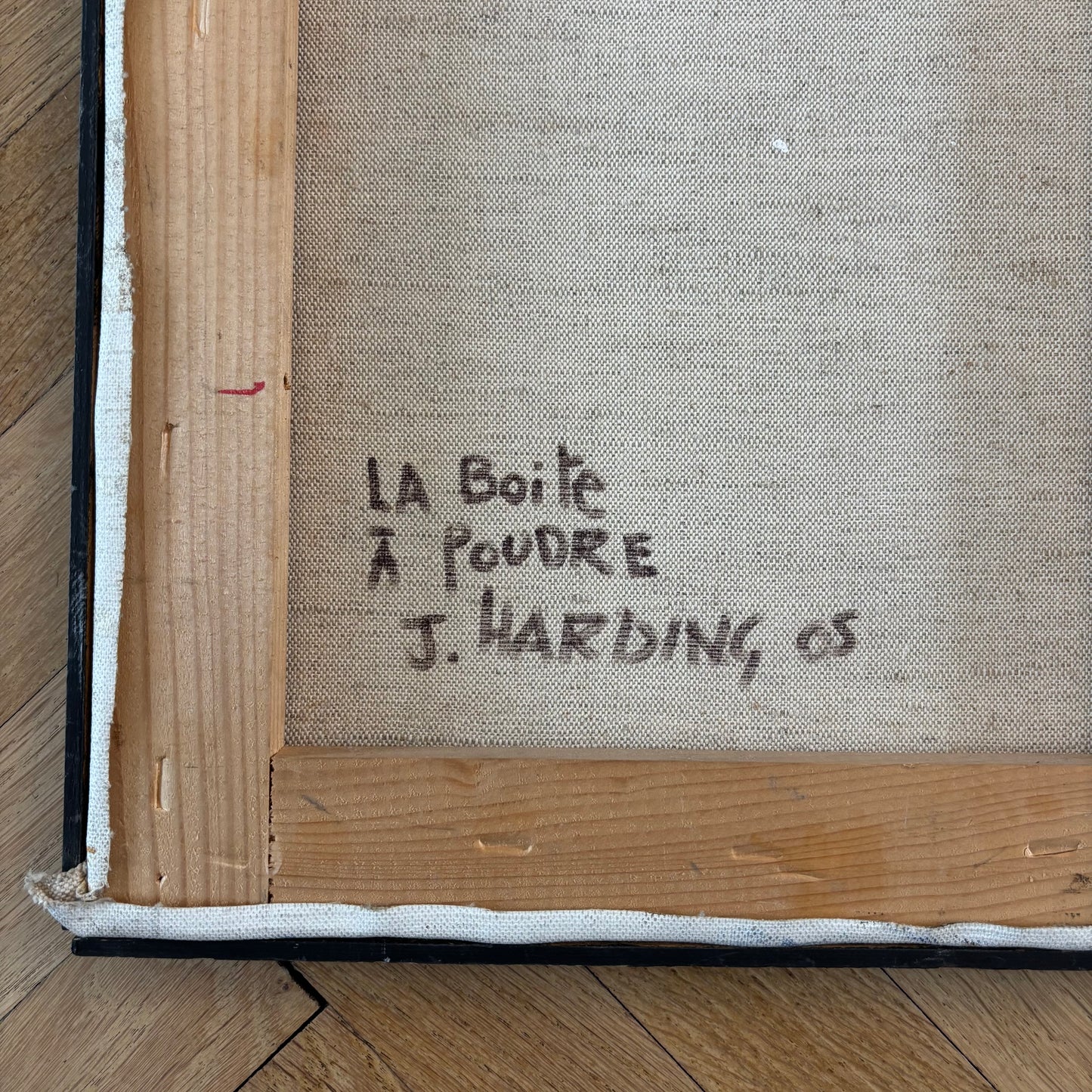 Tableau huile sur toile "La boîte à poudre", J. Harding - Ref 1343