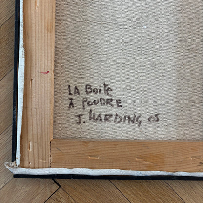 Tableau huile sur toile "La boîte à poudre", J. Harding - Ref 1343