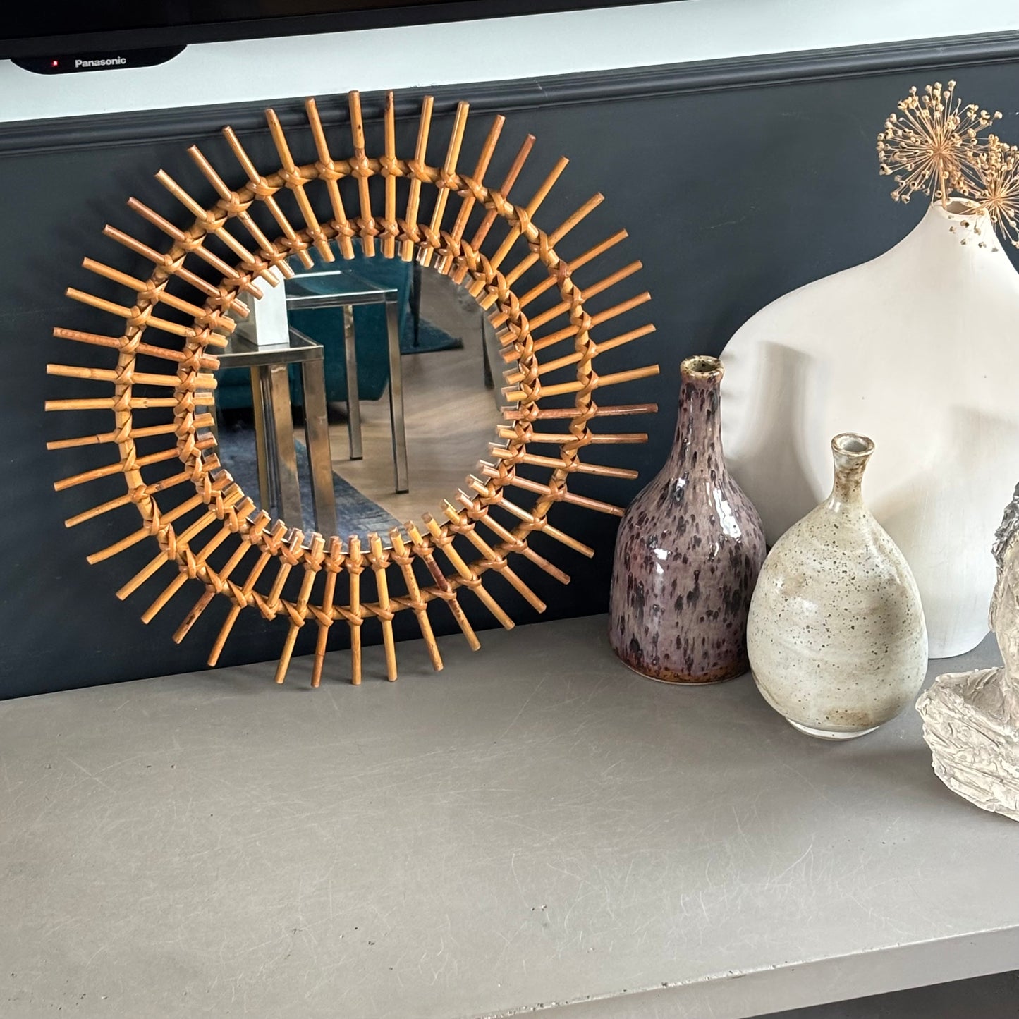 Miroir soleil en rotin - Ref 1294