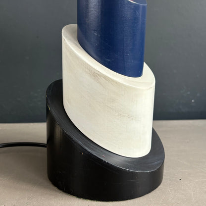 Pied de lampe totem années 80 en bois peint multicolore - Ref 1248
