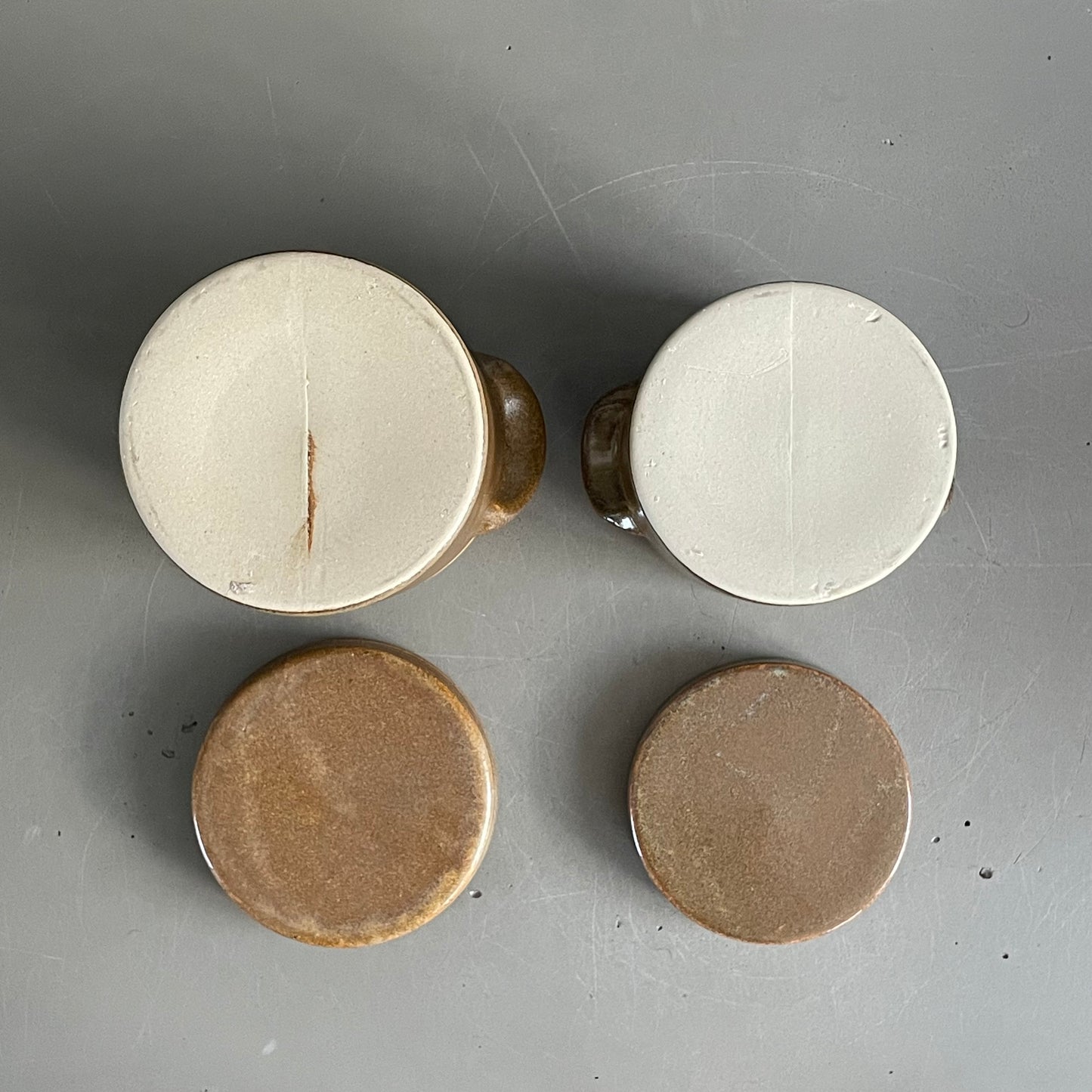2 pots à condiments en grès émaillé - Ref 1083